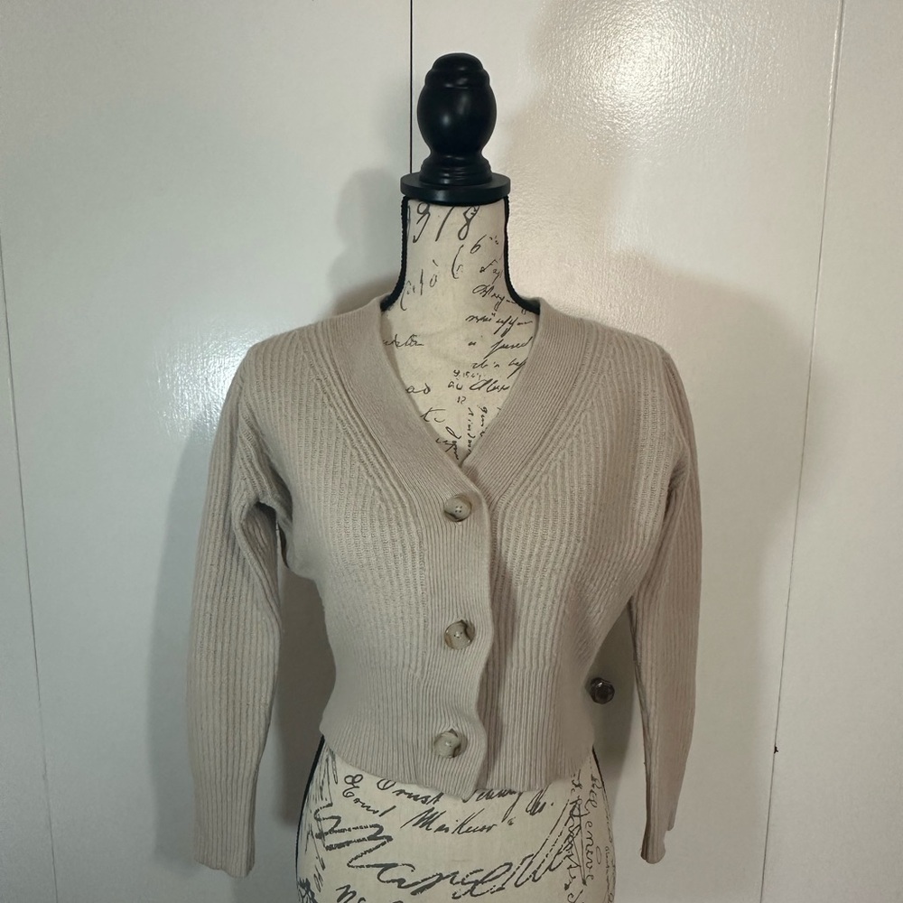 Club Monaco Cream Button-Up Cardigan